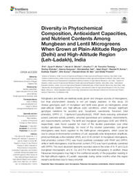 Diversity in Phytochemical Composition, Antioxidant Capacities, and Nutrient Contents Among Mungbean and Lentil Microgreens When Grown at Plain-Altitude Region (Delhi) and High-Altitude Region (Leh-Ladakh), India Diversity in Phytochemical Composition, Antioxidant Capacities, and Nutrient Contents Among Mungbean and Lentil Microgreens When Grown at Plain-Altitude Region (Delhi) and High-Altitude Region (Leh-Ladakh), India