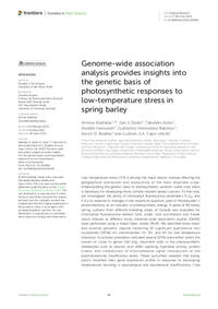 Genome-wide association analysis provides insights into the genetic basis of photosynthetic responses to low-temperature stress in spring barley Genome-wide association analysis provides insights into the genetic basis of photosynthetic responses to low-temperature stress in spring barley