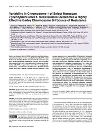 Variability in Chromosome 1 of Select Moroccan Pyrenophora teres f. teres Isolates Overcomes a Highly Effective Barley Chromosome 6H Source of Resistance