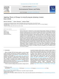 Applying Theory of Change in research program planning: Lessons from CGIAR Applying Theory of Change in research program planning: Lessons from CGIAR