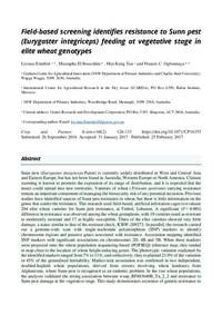 Field-based screening identifies resistance to Sunn pest (Eurygaster integriceps) feeding at vegetative stage in elite wheat genotypes Field-based screening identifies resistance to Sunn pest (Eurygaster integriceps) feeding at vegetative stage in elite wheat genotypes