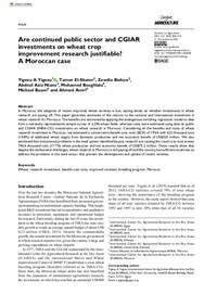 Are continued public sector and CGIAR investments on wheat crop improvement research justifiable? A Moroccan case Are continued public sector and CGIAR investments on wheat crop improvement research justifiable? A Moroccan case