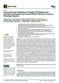 Conversion and Validation of Uniplex SNP Markers for Selection of Resistance to Cassava Mosaic Disease in Cassava Breeding Programs Conversion and Validation of Uniplex SNP Markers for Selection of Resistance to Cassava Mosaic Disease in Cassava Breeding Programs