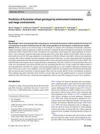 Prediction of Australian wheat genotype by environment interactions and mega‑environments Prediction of Australian wheat genotype by environment interactions and mega‑environments