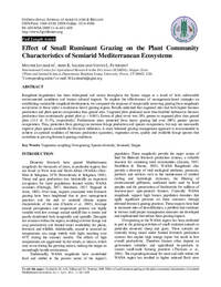 Effect of Small Ruminant Grazing on the Plant Community Characteristics of Semiarid Mediterranean Ecosystems Effect of Small Ruminant Grazing on the Plant Community Characteristics of Semiarid Mediterranean Ecosystems