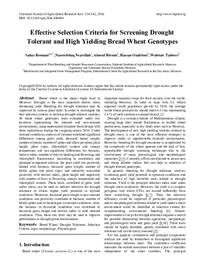 Effective Selection Criteria for Screening Drought Tolerant and High Yielding Bread Wheat Genotypes Effective Selection Criteria for Screening Drought Tolerant and High Yielding Bread Wheat Genotypes