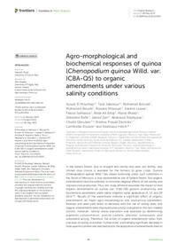 Agro-morphological and biochemical responses of quinoa (Chenopodium quinoa Willd. var: ICBA-Q5) to organic amendments under various salinity conditions Agro-morphological and biochemical responses of quinoa (Chenopodium quinoa Willd. var: ICBA-Q5) to organic amendments under various salinity conditions