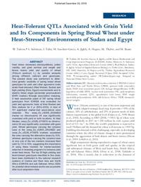 Heat-Tolerant QTLs Associated with Grain Yield and Its Components in Spring Bread Wheat under Heat-Stressed Environments of Sudan and Egypt Heat-Tolerant QTLs Associated with Grain Yield and Its Components in Spring Bread Wheat under Heat-Stressed Environments of Sudan and Egypt