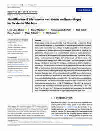 Identification of tolerance to metribuzin and imazethapyr herbicides in faba bean Identification of tolerance to metribuzin and imazethapyr herbicides in faba bean