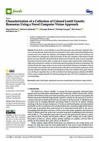 Characterization of a Collection of Colored Lentil Genetic Resources Using a Novel Computer Vision Approach Characterization of a Collection of Colored Lentil Genetic Resources Using a Novel Computer Vision Approach