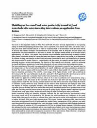 Modelling surface runoff and water productivity in small dryland watersheds with water-harvesting interventions, an application from Jordan Modelling surface runoff and water productivity in small dryland watersheds with water-harvesting interventions, an application from Jordan