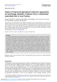 Impact of improved agricultural extension approaches on technology adoption: Evidence from a randomised controlled trial in rural Tunisia Impact of improved agricultural extension approaches on technology adoption: Evidence from a randomised controlled trial in rural Tunisia
