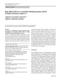 Rare allele of HvLox-1 associated with lipoxygenase activity in barley (Hordeum vulgare L.) Rare allele of HvLox-1 associated with lipoxygenase activity in barley (Hordeum vulgare L.)
