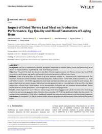 Impact of Dried Thyme Leaf Meal on Production Performance, Egg Quality and Blood Parameters of Laying Hens Impact of Dried Thyme Leaf Meal on Production Performance, Egg Quality and Blood Parameters of Laying Hens