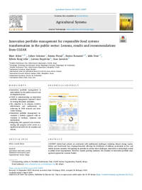 Innovation portfolio management for responsible food systems transformation in the public sector: Lessons, results and recommendations from CGIAR Innovation portfolio management for responsible food systems transformation in the public sector: Lessons, results and recommendations from CGIAR