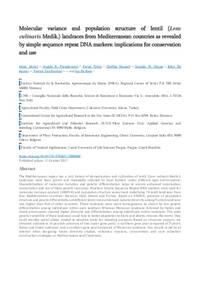 Molecular variance and population structure of lentil (Lens culinaris Medik.) landraces from Mediterranean countries as revealed by simple sequence repeat DNA markers: implications for conservation and use Molecular variance and population structure of lentil (Lens culinaris Medik.) landraces from Mediterranean countries as revealed by simple sequence repeat DNA markers: implications for conservation and use