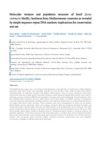 Molecular variance and population structure of lentil (Lens culinaris Medik.) landraces from Mediterranean countries as revealed by simple sequence repeat DNA markers: implications for conservation and use