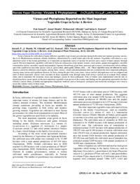Viruses and Phytoplasma Reported on the Most Important Vegetable Crops in Syria: A Review Viruses and Phytoplasma Reported on the Most Important Vegetable Crops in Syria: A Review