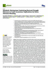 Metabolic Mechanisms Underlying Heat and Drought Tolerance in Lentil Accessions: Implications for Stress Tolerance Breeding Metabolic Mechanisms Underlying Heat and Drought Tolerance in Lentil Accessions: Implications for Stress Tolerance Breeding