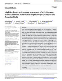 Modeling-based performance assessment of an indigenous macro-catchment water harvesting technique (Marab) in the Jordanian Badia Modeling-based performance assessment of an indigenous macro-catchment water harvesting technique (Marab) in the Jordanian Badia