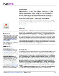 Willingness to pay for sheep traits and their heterogeneous effects on prices: Evidence from primary livestock markets in Ethiopia Willingness to pay for sheep traits and their heterogeneous effects on prices: Evidence from primary livestock markets in Ethiopia