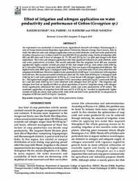 Effect of irrigation and nitrogen application on water productivity and performance of Cotton (Gossypium sp.) Effect of irrigation and nitrogen application on water productivity and performance of Cotton (Gossypium sp.)