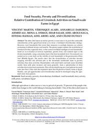 Food Security, Poverty and Diversification: Relative Contribution of Livestock Activities on Small-scale Farms in Egypt Food Security, Poverty and Diversification: Relative Contribution of Livestock Activities on Small-scale Farms in Egypt