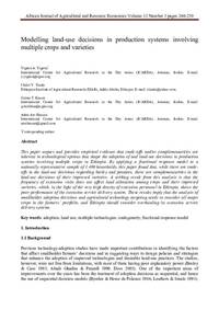 Modelling land-use decisions in production systems involving multiple crops and varieties Modelling land-use decisions in production systems involving multiple crops and varieties