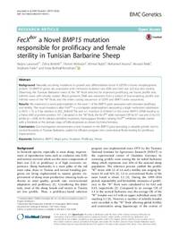 FecXBar a Novel BMP15 mutation responsible for prolificacy and female sterility in Tunisian Barbarine Sheep FecXBar a Novel BMP15 mutation responsible for prolificacy and female sterility in Tunisian Barbarine Sheep