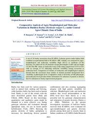 Comparative Analysis of Agro-Morphological and Molecular Variations in Huskless Barley (Hordeum vulgare L.) under Central Agro-Climatic Zone of India Comparative Analysis of Agro-Morphological and Molecular Variations in Huskless Barley (Hordeum vulgare L.) under Central Agro-Climatic Zone of India