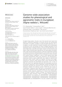 Genome-wide association studies for phenological and agronomic traits in mungbean (Vigna radiata L. Wilczek) Genome-wide association studies for phenological and agronomic traits in mungbean (Vigna radiata L. Wilczek)