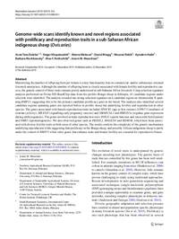 Genome‑wide scans identify known and novel regions associated with prolifcacy and reproduction traits in a sub‑Saharan African indigenous sheep (Ovis aries) Genome‑wide scans identify known and novel regions associated with prolifcacy and reproduction traits in a sub‑Saharan African indigenous sheep (Ovis aries)