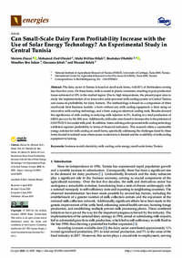 Can Small-Scale Dairy Farm Profitability Increase with the Use of Solar Energy Technology? An Experimental Study in Central Tunisia Can Small-Scale Dairy Farm Profitability Increase with the Use of Solar Energy Technology? An Experimental Study in Central Tunisia