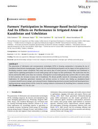 Farmers' Participation in Messenger-Based Social Groups And Its Effects on Performance in Irrigated Areas of Kazakhstan and Uzbekistan Farmers' Participation in Messenger-Based Social Groups And Its Effects on Performance in Irrigated Areas of Kazakhstan and Uzbekistan
