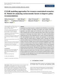 CGIAR modeling approaches for resource-constrained scenarios: II. Models for analyzing socioeconomic factors to improve policy recommendations CGIAR modeling approaches for resource-constrained scenarios: II. Models for analyzing socioeconomic factors to improve policy recommendations
