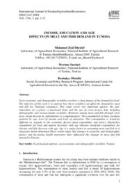 Income, Education and Age effects on Meat and Fish Demand in Tunisia Income, Education and Age effects on Meat and Fish Demand in Tunisia