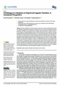 Challenges to Adoption of Improved Legume Varieties: A Gendered Perspective Challenges to Adoption of Improved Legume Varieties: A Gendered Perspective