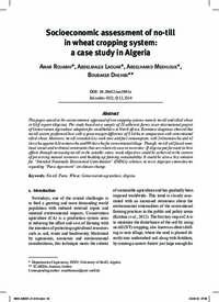 Socioeconomic assessment of no-till in wheat cropping system: a case study in Algeria Socioeconomic assessment of no-till in wheat cropping system: a case study in Algeria