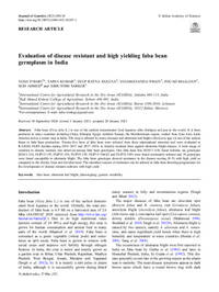 Evaluation of disease resistant and high yielding faba bean germplasm in India Evaluation of disease resistant and high yielding faba bean germplasm in India
