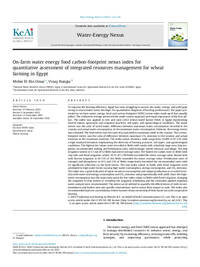 On-farm water energy food carbon-footprint nexus index for quantitative assessment of integrated resources management for wheat farming in Egypt On-farm water energy food carbon-footprint nexus index for quantitative assessment of integrated resources management for wheat farming in Egypt