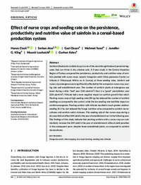 Effect of nurse crops and seeding rate on the persistence, productivity and nutritive value of sainfoin in a cereal-based production system Effect of nurse crops and seeding rate on the persistence, productivity and nutritive value of sainfoin in a cereal-based production system