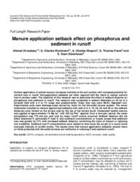 Manure application setback effect on phosphorus and sediment in runoff Manure application setback effect on phosphorus and sediment in runoff