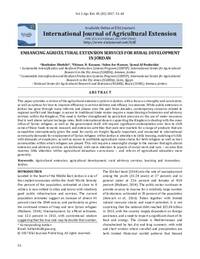 Enhancing Agricultural Extension Services for Rural Development in Jordan Enhancing Agricultural Extension Services for Rural Development in Jordan