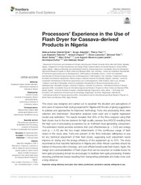 Processors' Experience in the Use of Flash Dryer for Cassava-derived Products in Nigeria Processors' Experience in the Use of Flash Dryer for Cassava-derived Products in Nigeria