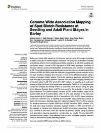 Genome Wide Association Mapping of Spot Blotch Resistance at Seedling and Adult Plant Stages in Barley Genome Wide Association Mapping of Spot Blotch Resistance at Seedling and Adult Plant Stages in Barley