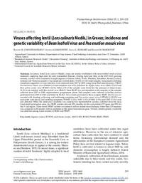 Viruses affecting lentil (Lens culinaris Medik.) in Greece; incidence and genetic variability of Bean leafroll virus and Pea enation mosaic virus Viruses affecting lentil (Lens culinaris Medik.) in Greece; incidence and genetic variability of Bean leafroll virus and Pea enation mosaic virus