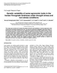 Genetic variability of some agronomic traits in the Iranian Fenugreek landraces under drought stress and non-stress conditions Genetic variability of some agronomic traits in the Iranian Fenugreek landraces under drought stress and non-stress conditions