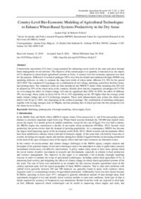 Country-Level Bio-Economic Modeling of Agricultural Technologies to Enhance Wheat-Based Systems Productivity in the Dry Areas Country-Level Bio-Economic Modeling of Agricultural Technologies to Enhance Wheat-Based Systems Productivity in the Dry Areas