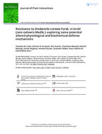 Resistance to Orobanche crenata Forsk. in lentil (Lens culinaris Medik.): exploring some potential altered physiological and biochemical defense mechanisms Resistance to Orobanche crenata Forsk. in lentil (Lens culinaris Medik.): exploring some potential altered physiological and biochemical defense mechanisms