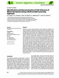 Identification and Characterization of Salt Tolerance of Wheat Germplasm Using a Multivariable Screening Approach Identification and Characterization of Salt Tolerance of Wheat Germplasm Using a Multivariable Screening Approach